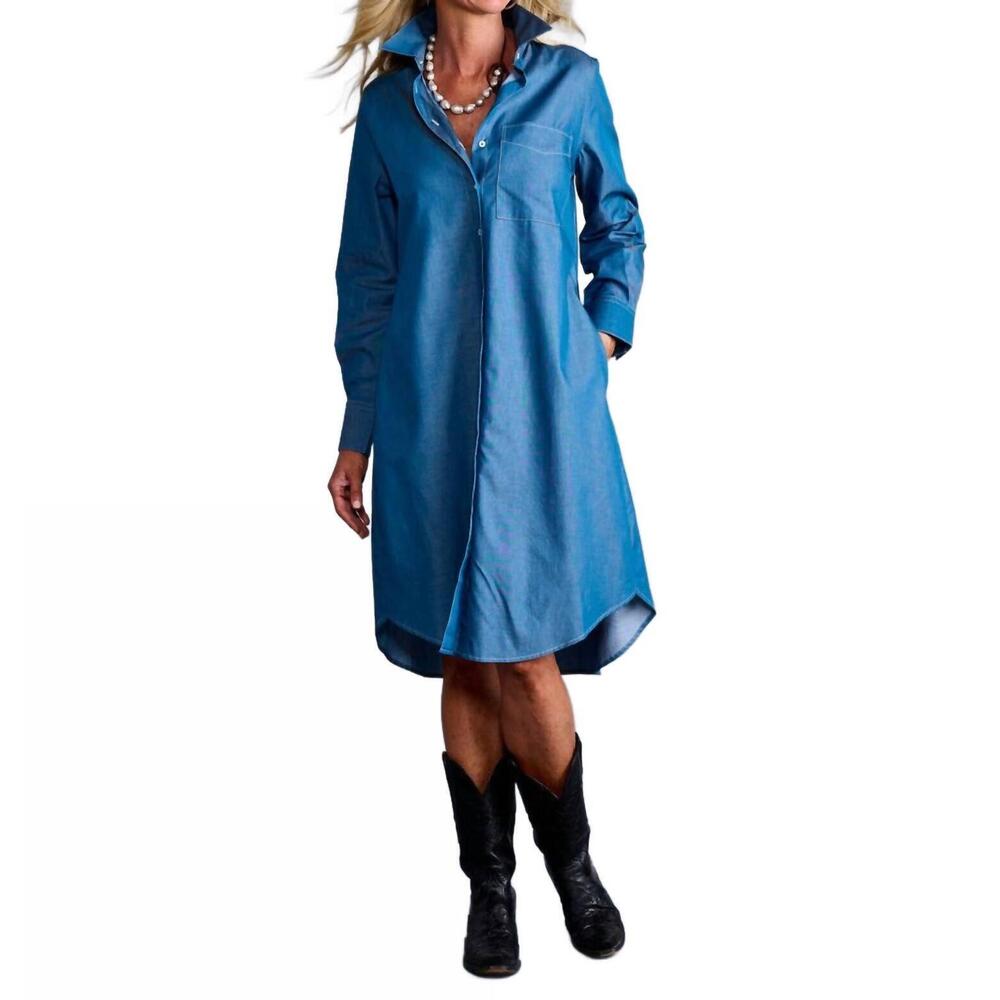 NEW CLARIDGE + KING the olivia shirtdress in lightweight denim